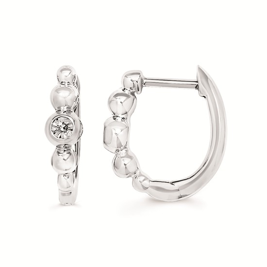 .01 Ctw. Diamond Hoop Earrings In Sterling Silver