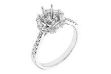 Load image into Gallery viewer, Modern Baguette Halo Engagement Ring Setting
