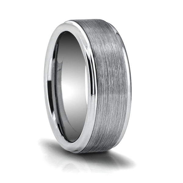 Tungsten Band with Brushed Center and Step Down Sides Size 11