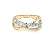 Load image into Gallery viewer, Two Tone Criss Cross Ring with Diamonds
