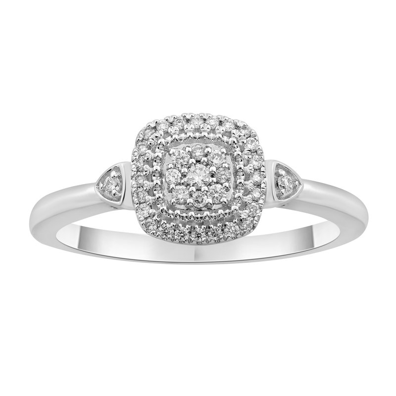 10KW Cushion Shaped Halo Pave Set Ring 0.15 Ctw