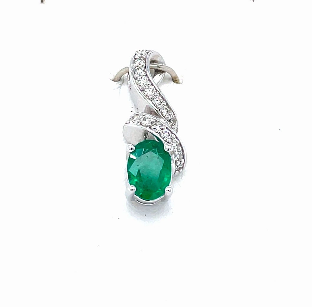 Diamond and Emerald Swirl Pendant