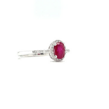 Load image into Gallery viewer, Oval Ruby Ring with Diamond Accents in White gold
