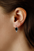 Load image into Gallery viewer, Onyx Earrings Set in White Gold with Leverbacks
