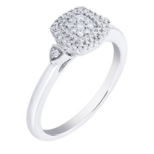 Load image into Gallery viewer, 10KW Cushion Shaped Halo Pave Set Ring 0.15 Ctw
