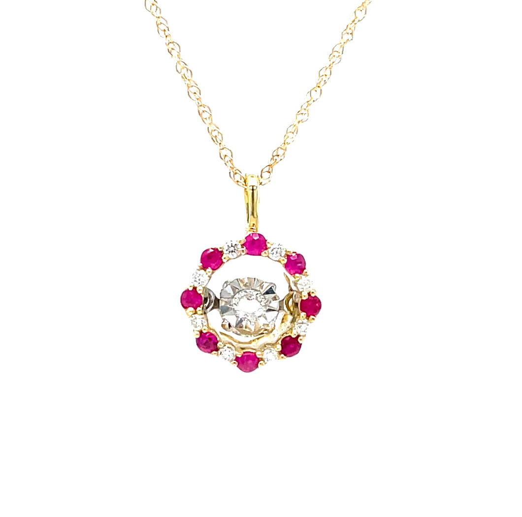 Ruby and Diamond Necklace with Dancing Diamond