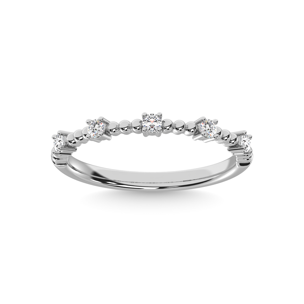 White gold bead style diamond stack ring