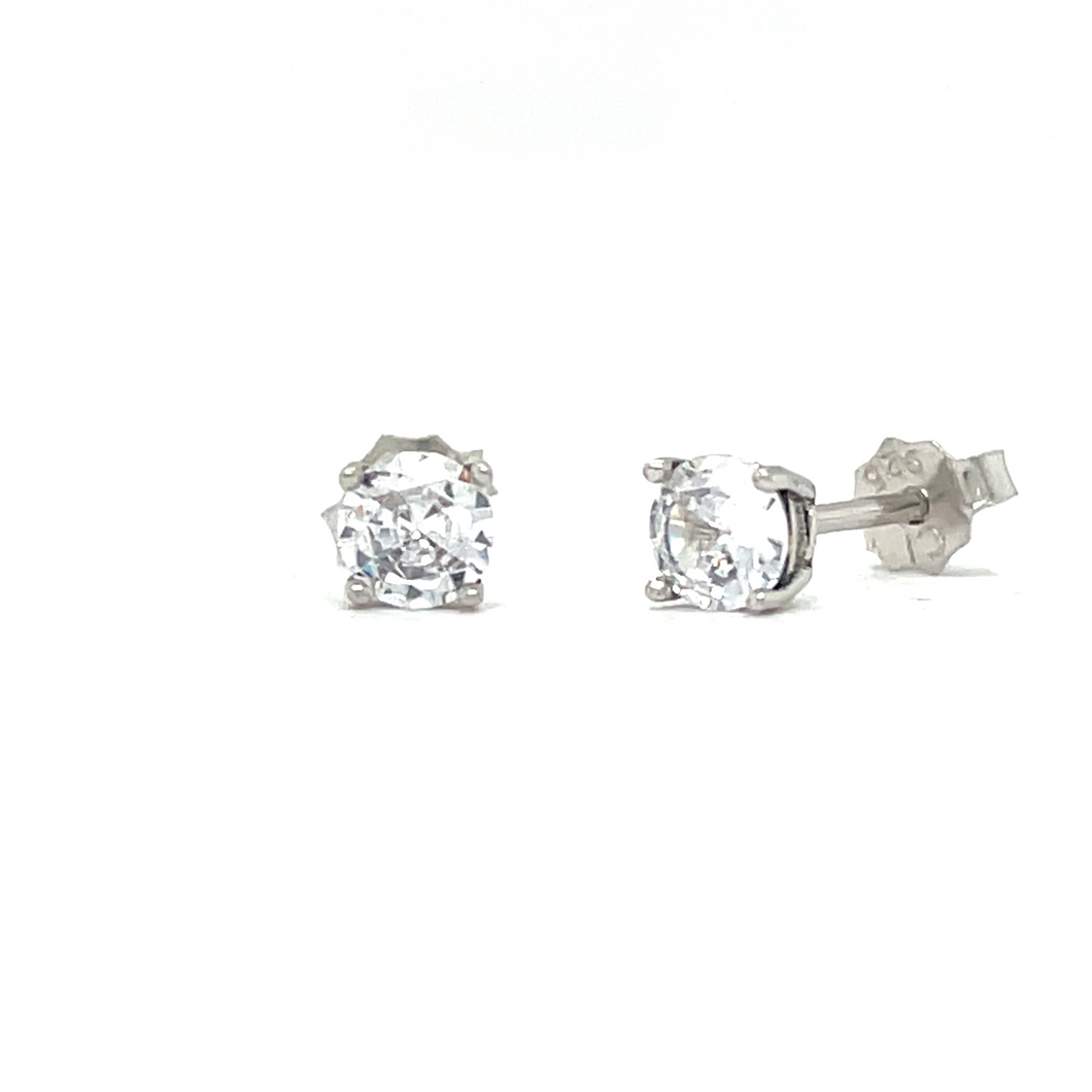 Silver CZ Stud Earrings 4mm