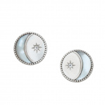 Silver moon and star earrings with Mother of Pearl + genuine White Topaz