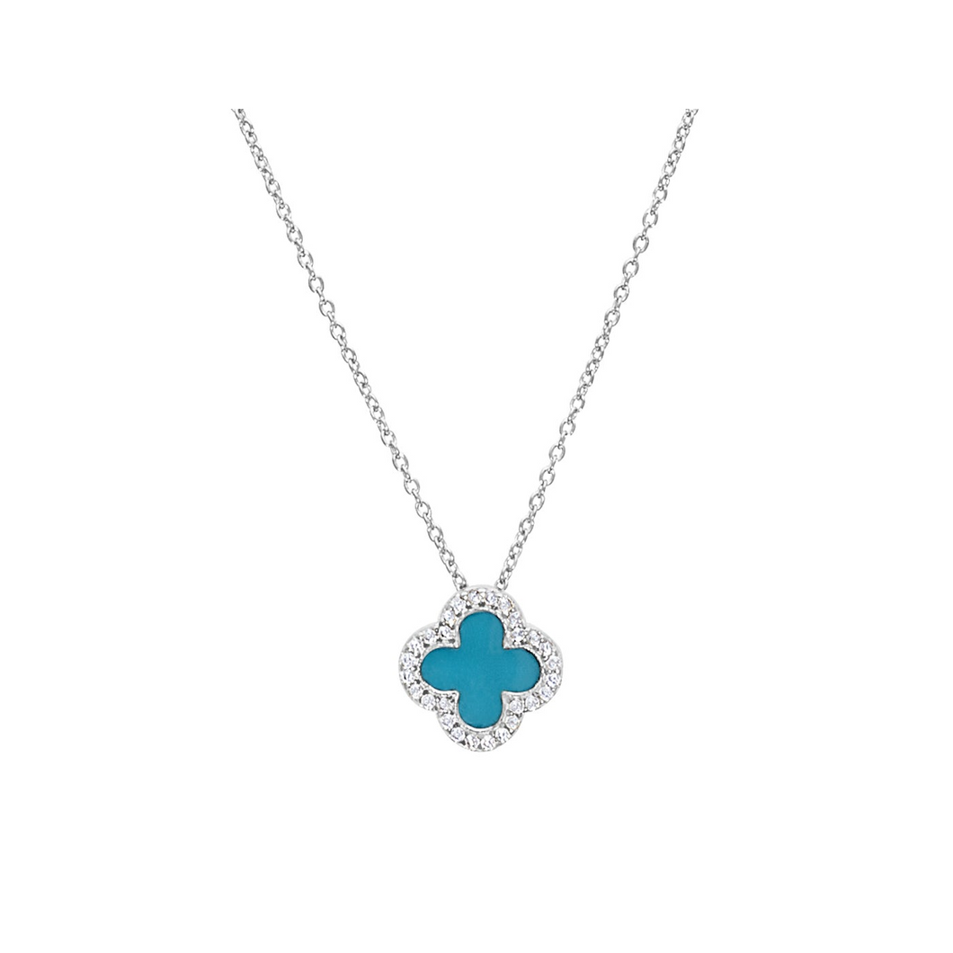 Turquoise Enamel Clover Pendant