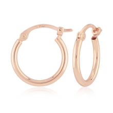 Load image into Gallery viewer, Small Rose Gold Snap Down Hoop Earrings
