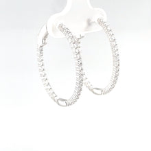 Load image into Gallery viewer, Inside and outside diamond hoop earrings
