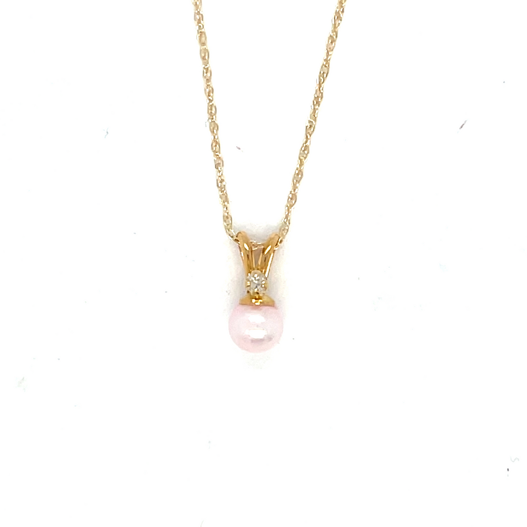 Pink Pearl and Diamond Necklace Childrens size