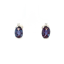 Load image into Gallery viewer, Alexandrite and Diamond Stud Earrings
