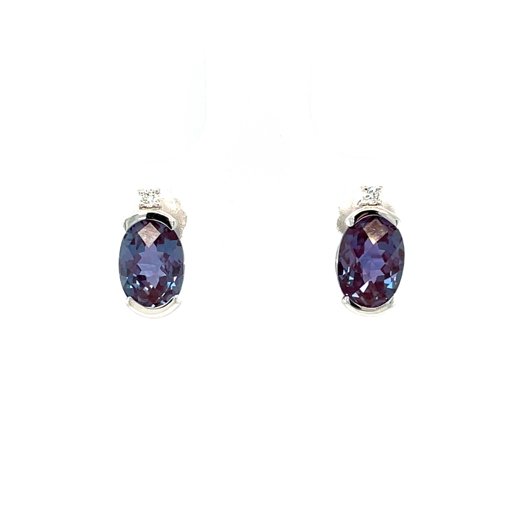 Alexandrite and Diamond Stud Earrings