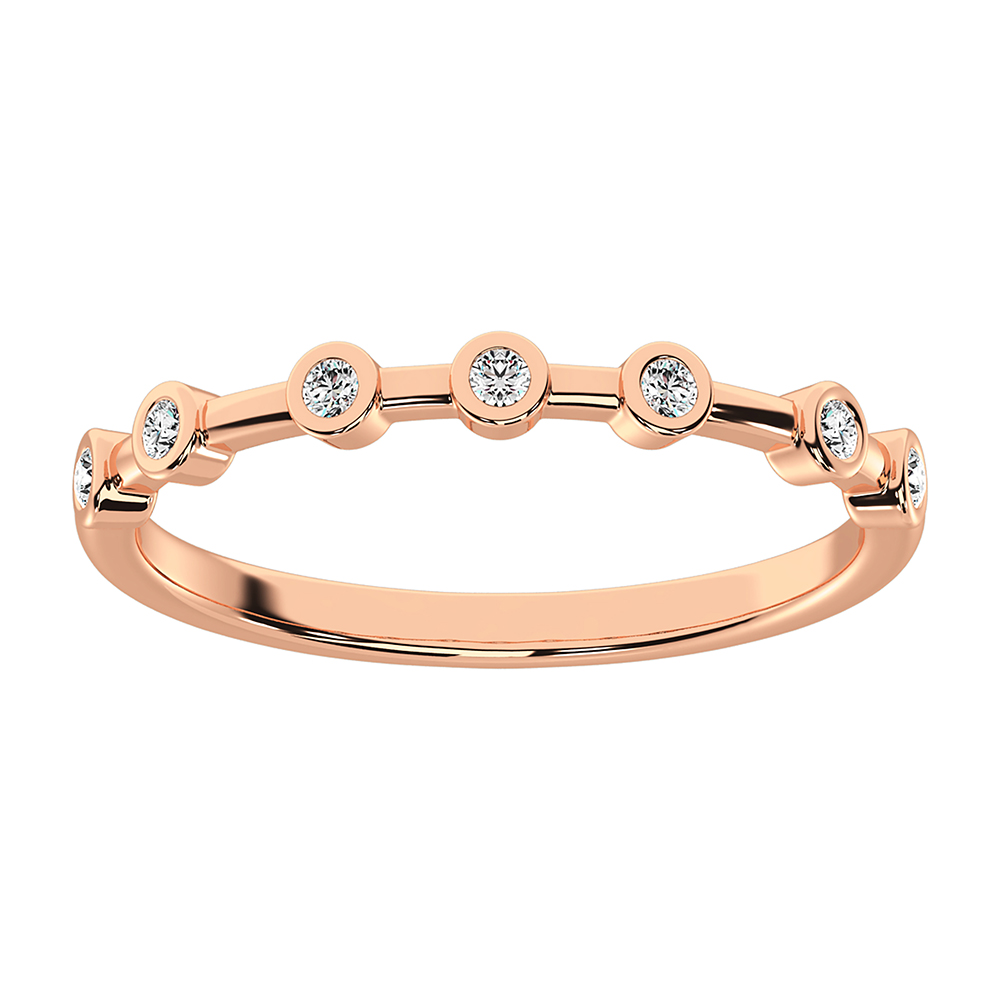 Bezel Set Rose Gold Ring with Natural Diamonds