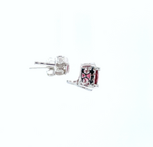 Load image into Gallery viewer, Cushion Cut Pink Tourmaline Stud Earrings with Diamond Accents
