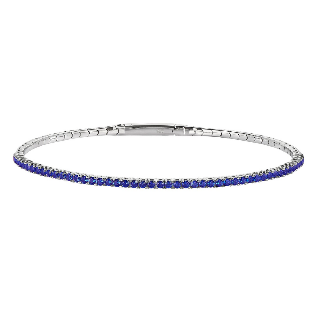 September Sapphire Birthstone Flexible Tennis Bracelet