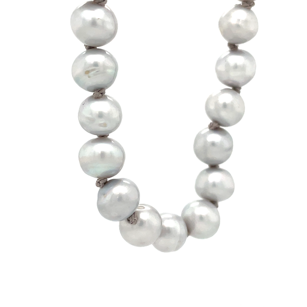 Silver Hand Tied Pearl Necklace