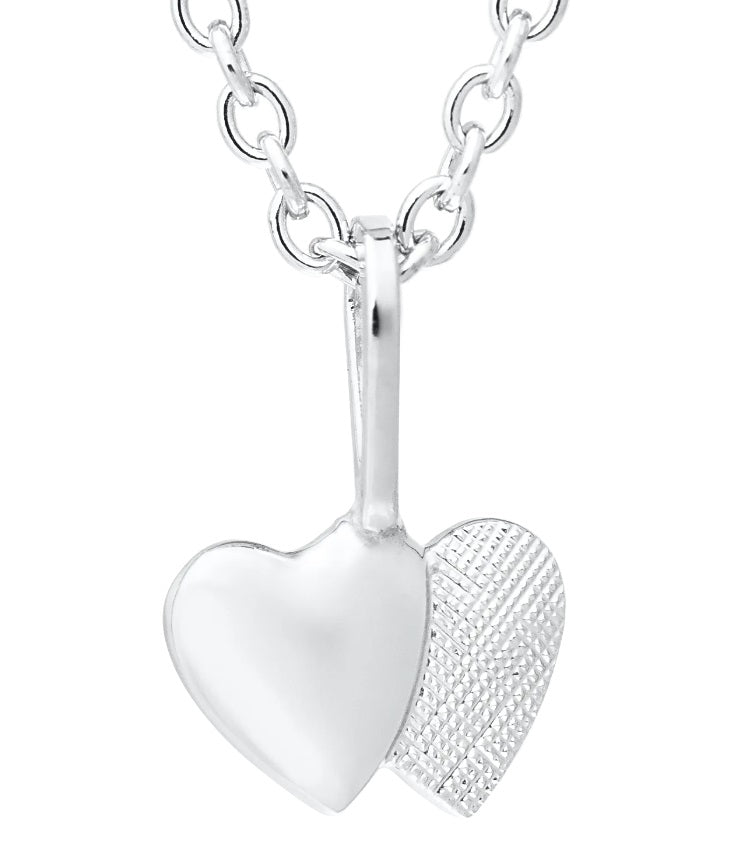 Sterling silver double hearts necklace