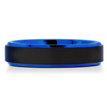 Load image into Gallery viewer, Black Tungsten Band with Blue Inner size 9.5
