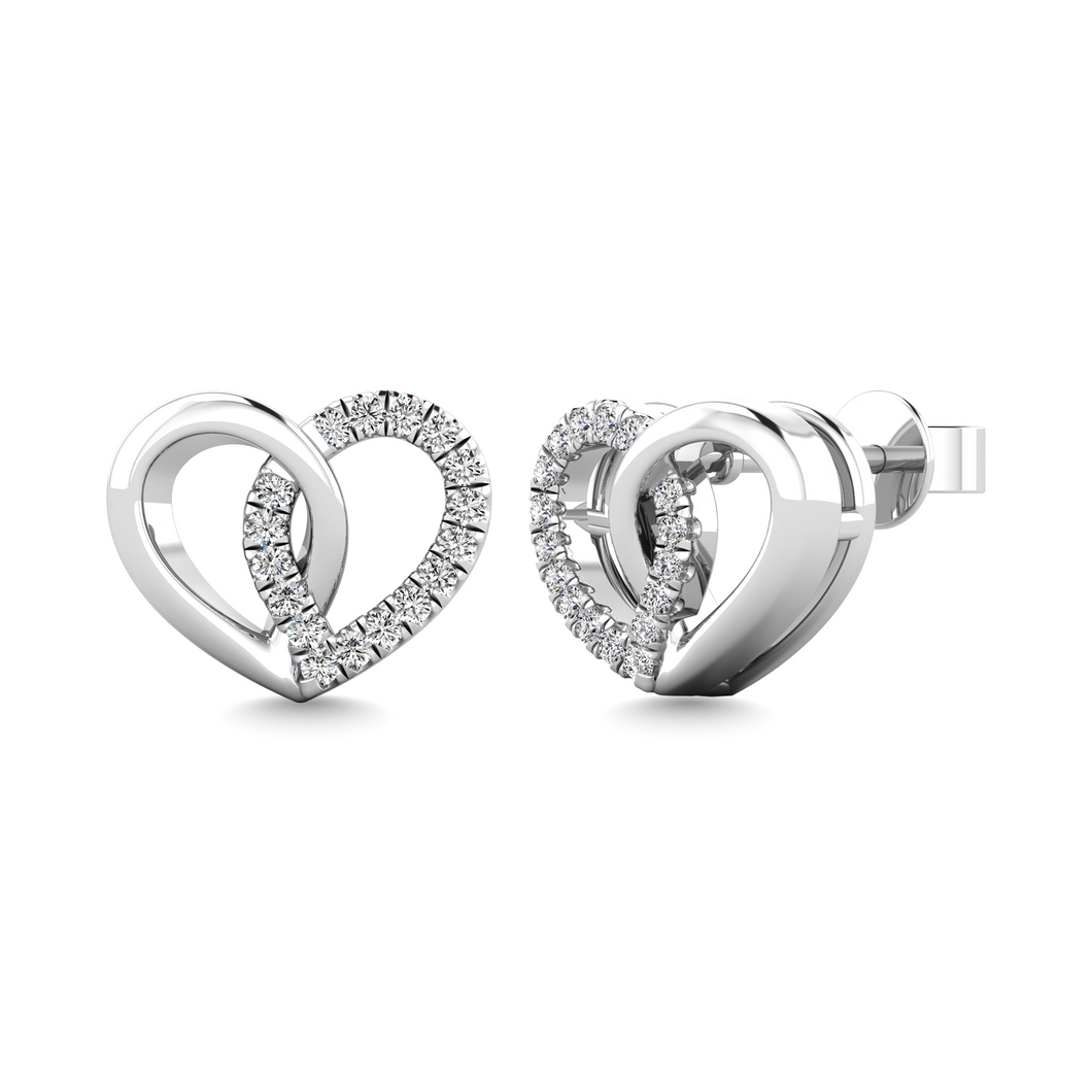 Diamond Heart Stud Earrings