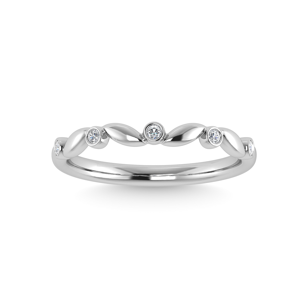 Floral Pattern White Gold and Natural Diamond Side Band