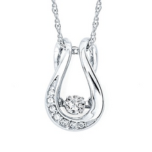 Load image into Gallery viewer, Shimmering Diamonds® Horseshoe Pendant In Sterling Silver With 1/10 Ctw. Diamonds
