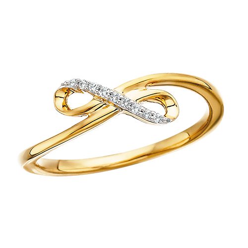 Yellow Gold Infinity Ring with Diamond Accents