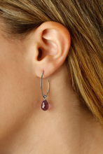 Load image into Gallery viewer, J Curve White Gold Amethyst Drop Earrings
