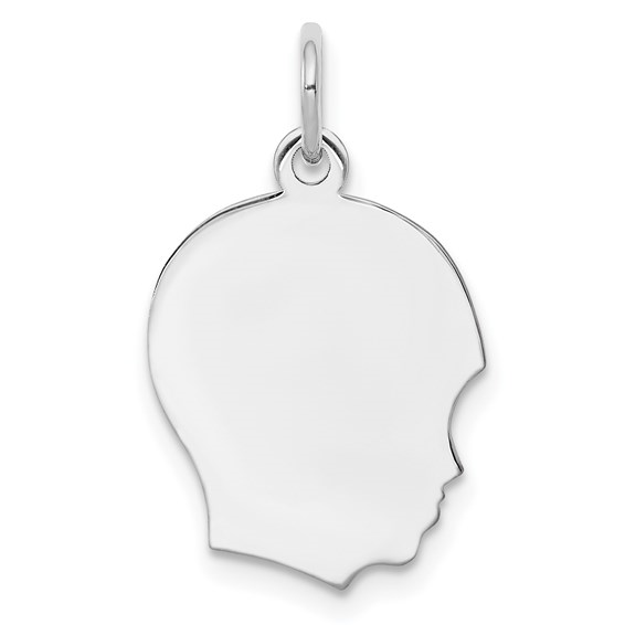 Silver Rh-plt Engraveable Boy Polished Front/Satin Back Disc Charm