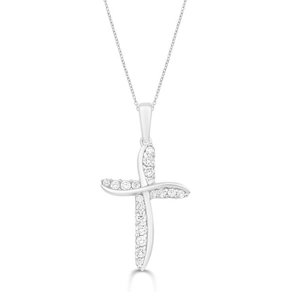 Diamond and White Gold Cross Pendant