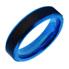 Load image into Gallery viewer, Black Tungsten Band with Blue Inner size 9.5
