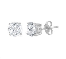 Sterling Silver Cubic Zirconium 6mm Stud Earrings