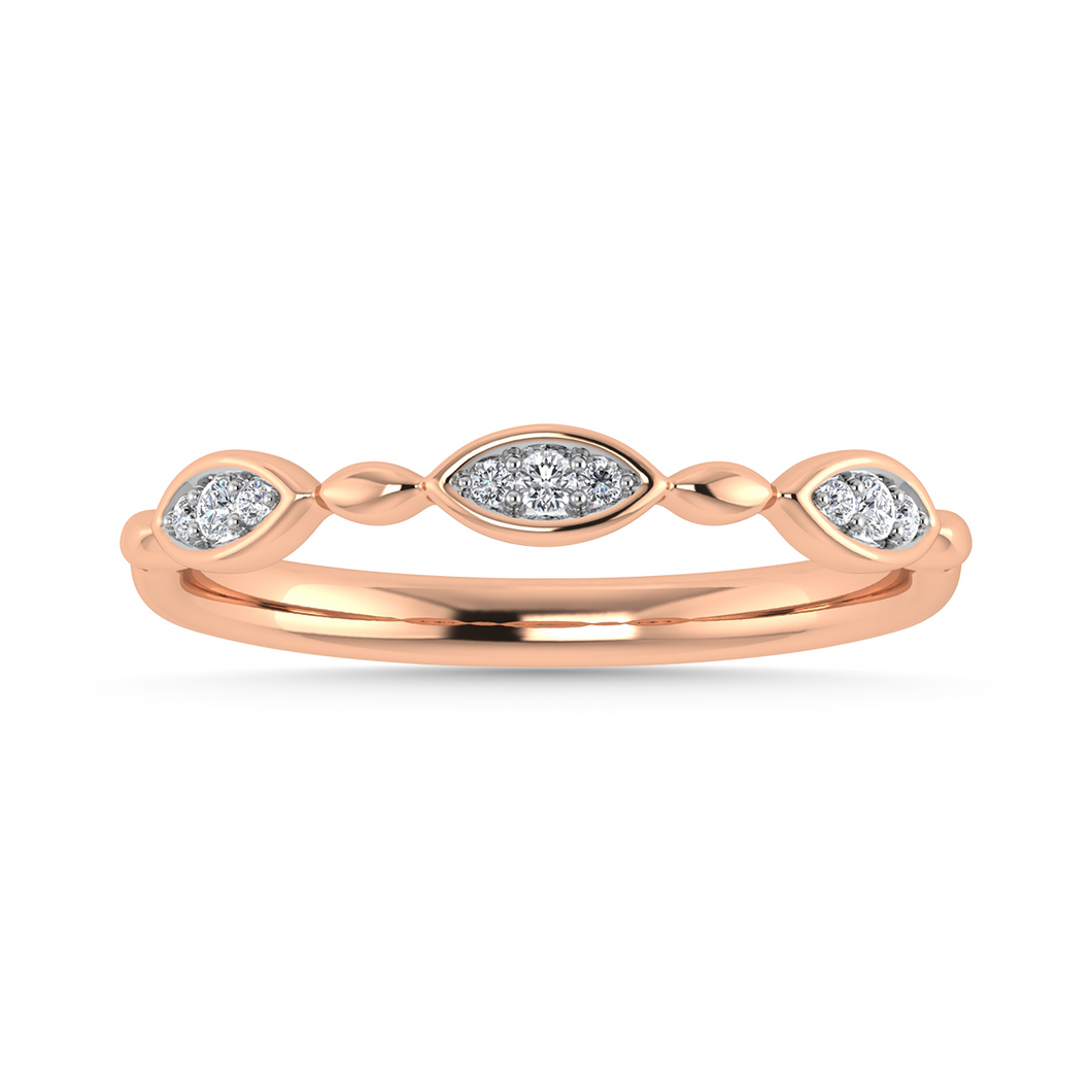 Marquise Shaped Rose Gold Ring with Round Diamonds