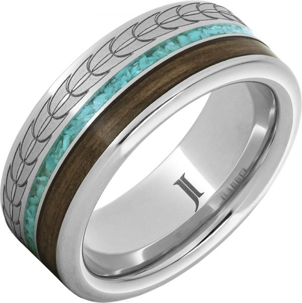 Barrel Aged™ Serinium® Ring with Turquoise and Bourbon Inlays Size 10