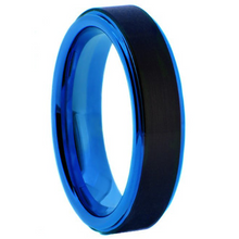 Load image into Gallery viewer, Black Tungsten Band with Blue Inner Sleeve Size 10.5
