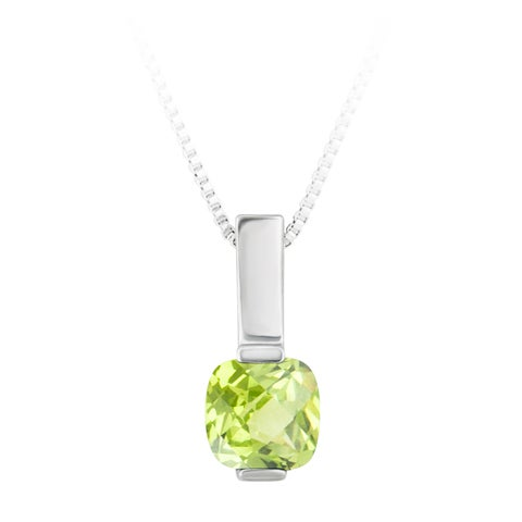 Sterling silver simulated peridot necklace for august birthstone