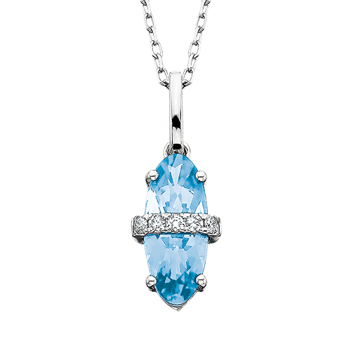 Blue Topaz Oval Necklace in White Gold