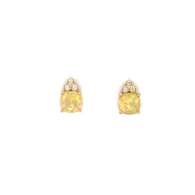 Load image into Gallery viewer, Ethiopian Opal Stud Earrings with Diamond Accents
