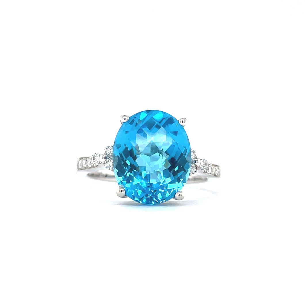 Blue Topaz and Diamond Ring