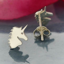 Load image into Gallery viewer, Sterling Silver Unicorn Post Earrings 10x7mm
