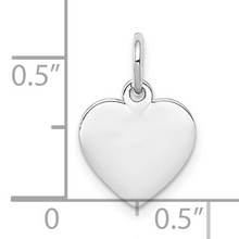 Load image into Gallery viewer, Sterling Silver Rhodium-plated Engraveable Heart Polished Disc Charm
