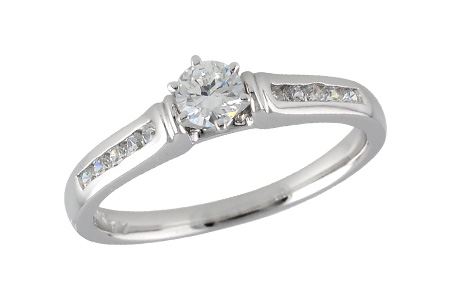 Channel Set White Gold Diamond Engagement Ring