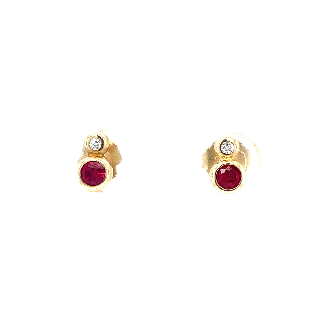 Ruby and Diamond Stud Earrings