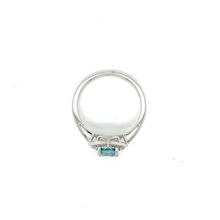 Load image into Gallery viewer, Blue Zircon and Diamond White Gold Ring
