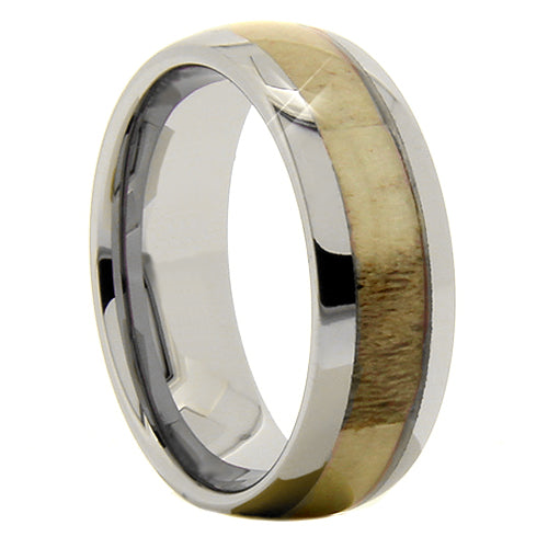 Tungsten Band with Antler Inlay Size 9.5