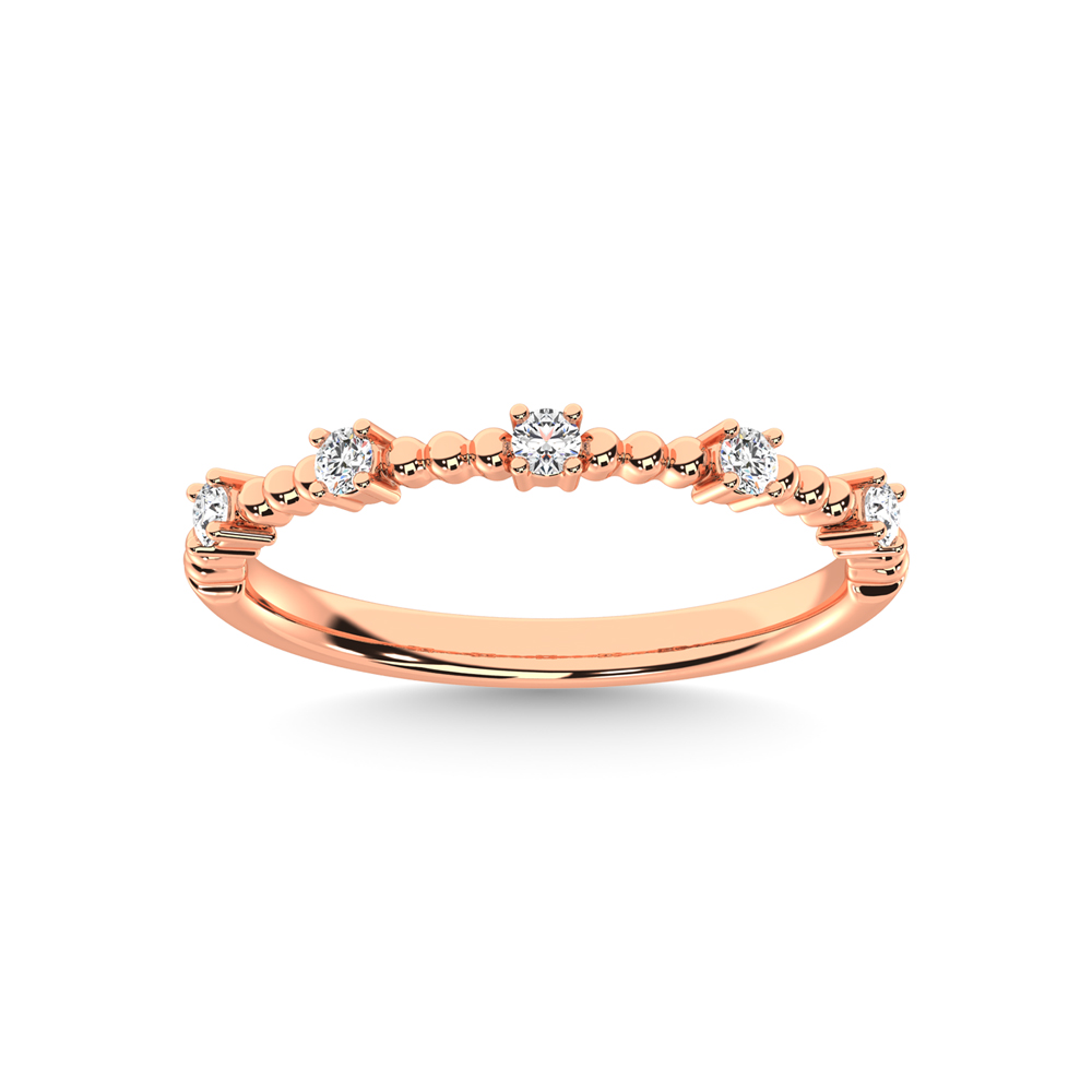 Bead and Diamond Pattern Rose Gold Side Band