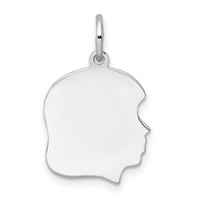 Load image into Gallery viewer, Sterl Silver Rh-plt Engraveable Girl Polished Front/Satin Back Disc Charm
