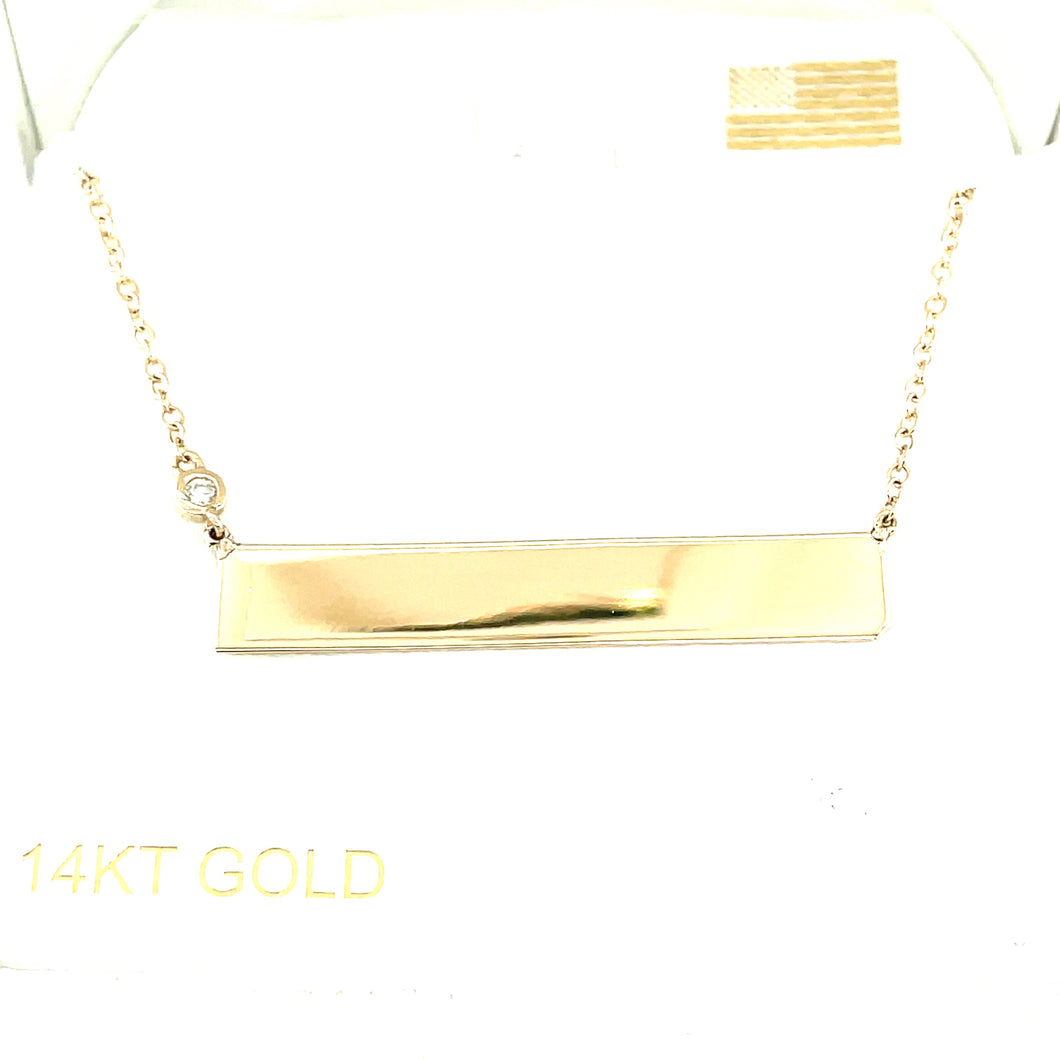 Gold Bar Pendant with Diamond